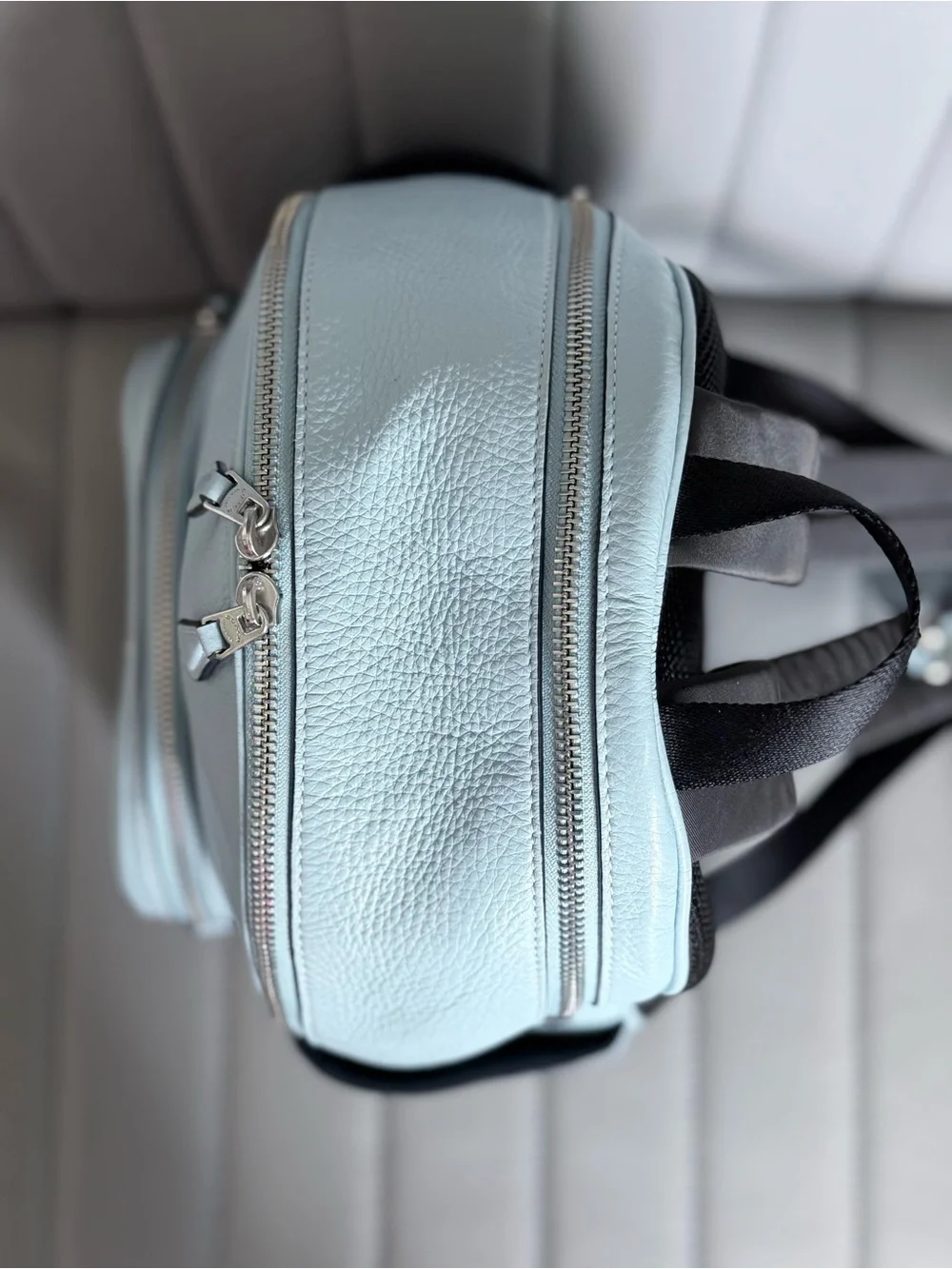 COACH NWOT Pebbled Leather Court Full Size Backpack in Powder Blue